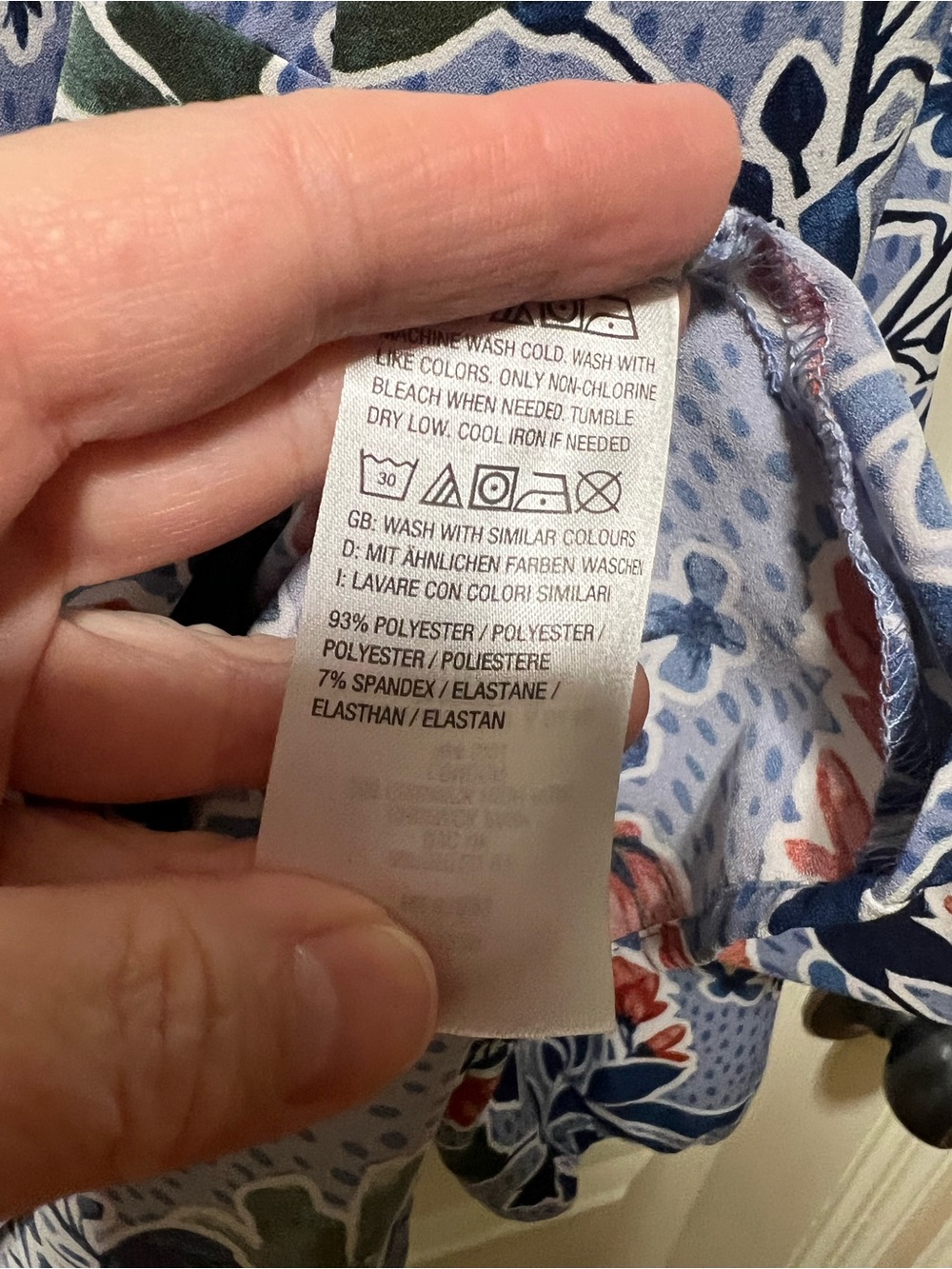 Denim & Co Periwinkle Floral Blouson Sleeve Blouse Size Small - Picture 5 of 7